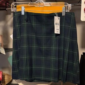 Mango Dark Green Checkered Mini Skirt